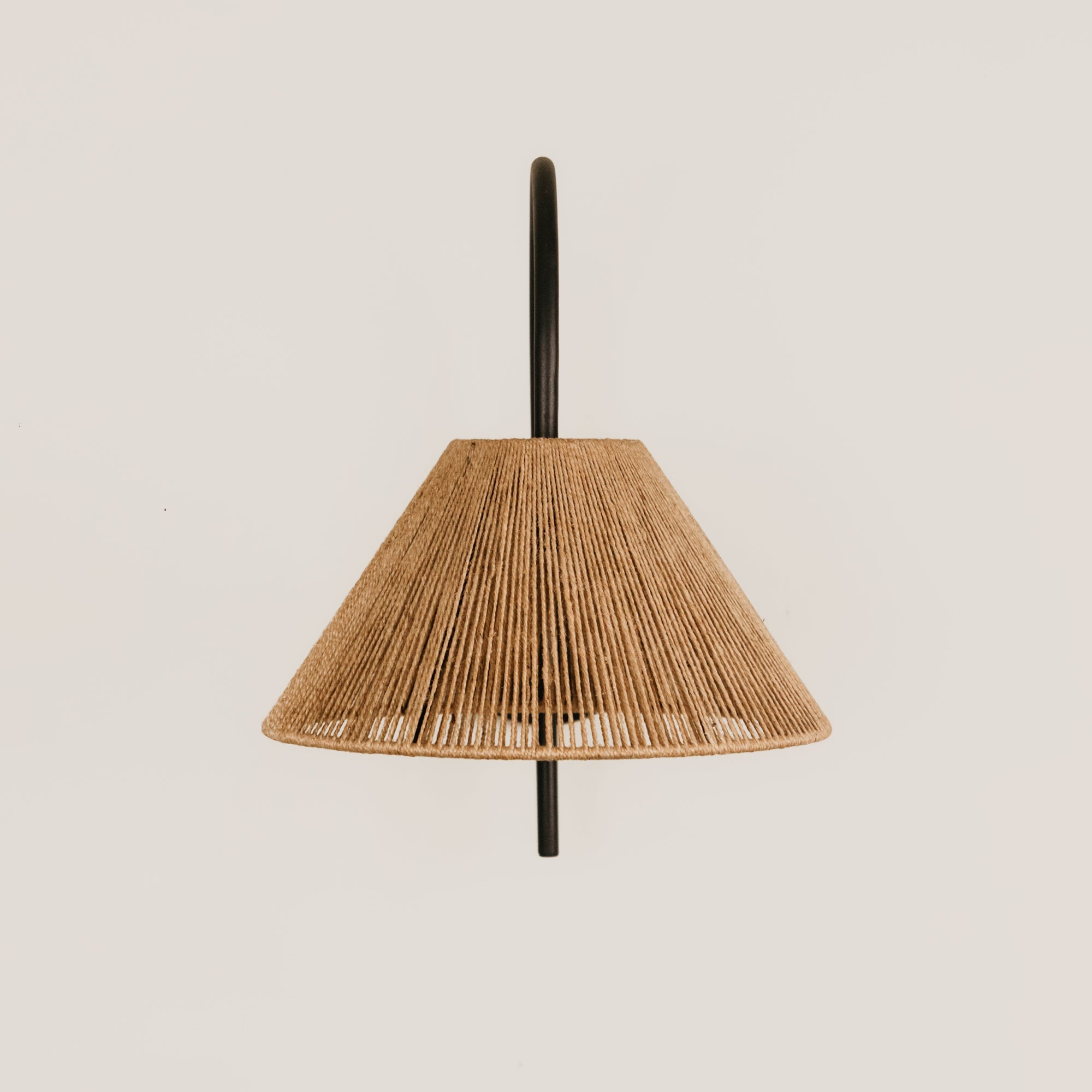 Archer Wall Light with Tapered Jute Shade – Black
