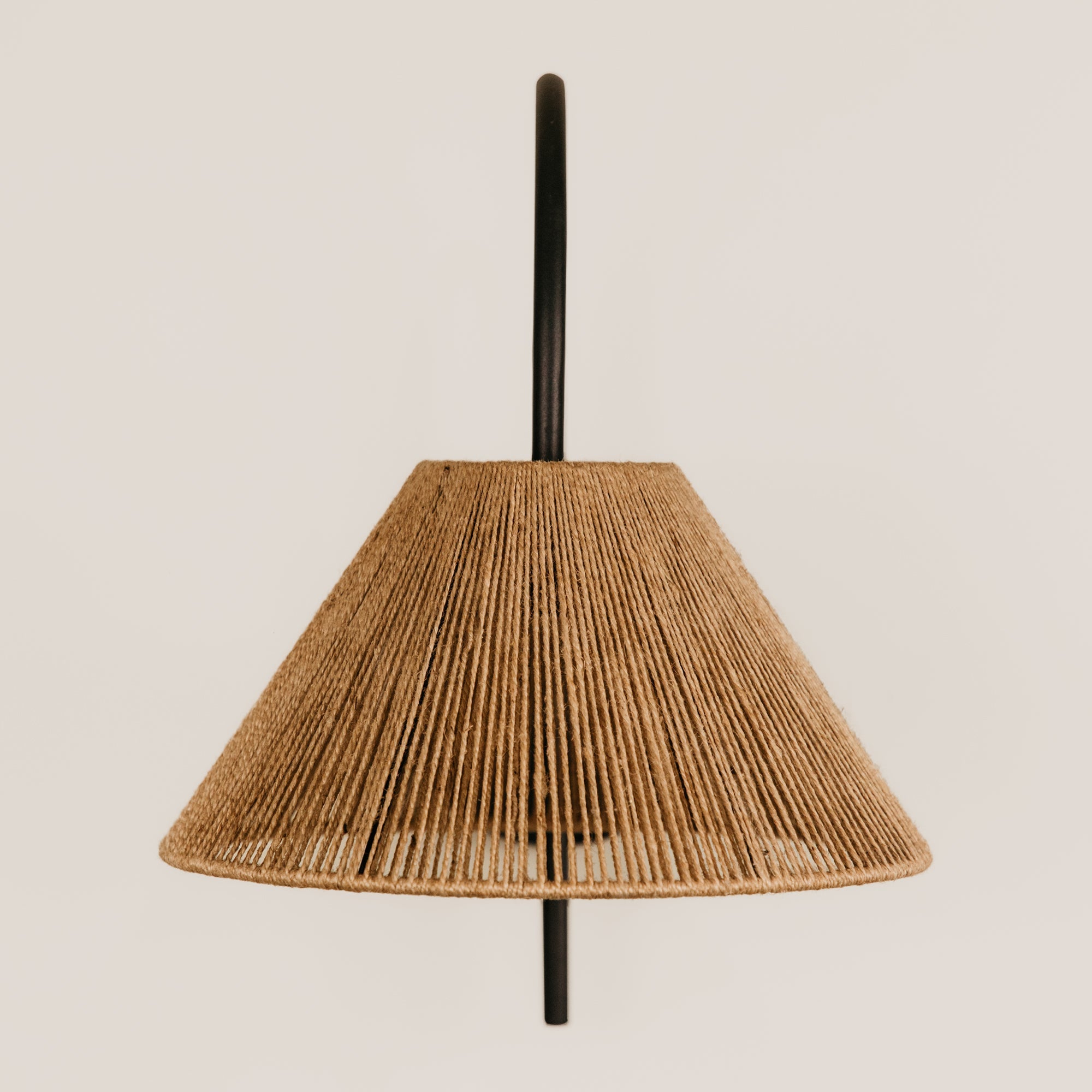 Archer Wall Light with Tapered Jute Shade – Black