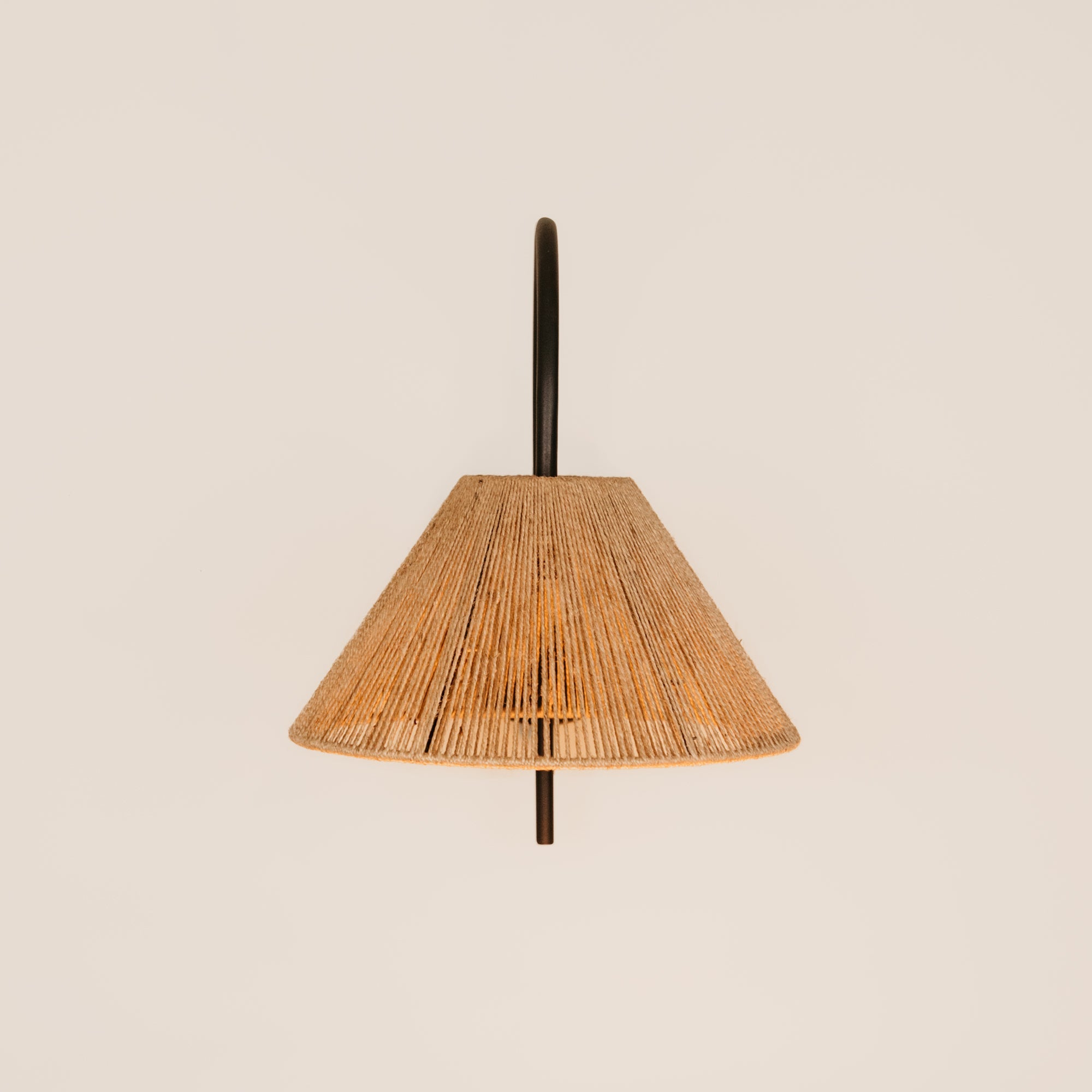 Archer Wall Light with Tapered Jute Shade – Black