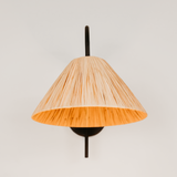 Acher Wall Light with Tapered Raffia Shade – Black