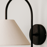 Archer Wall Light with Tapered Linen Shade – Black