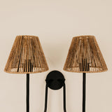 Aria Arc Double Wall Light with Jute Shades