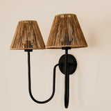 Aria Arc Double Wall Light with Jute Shades