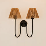 Aria Arc Double Wall Light with Jute Shades