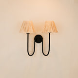 Aria Arc Double Wall Light with Raffia Shades