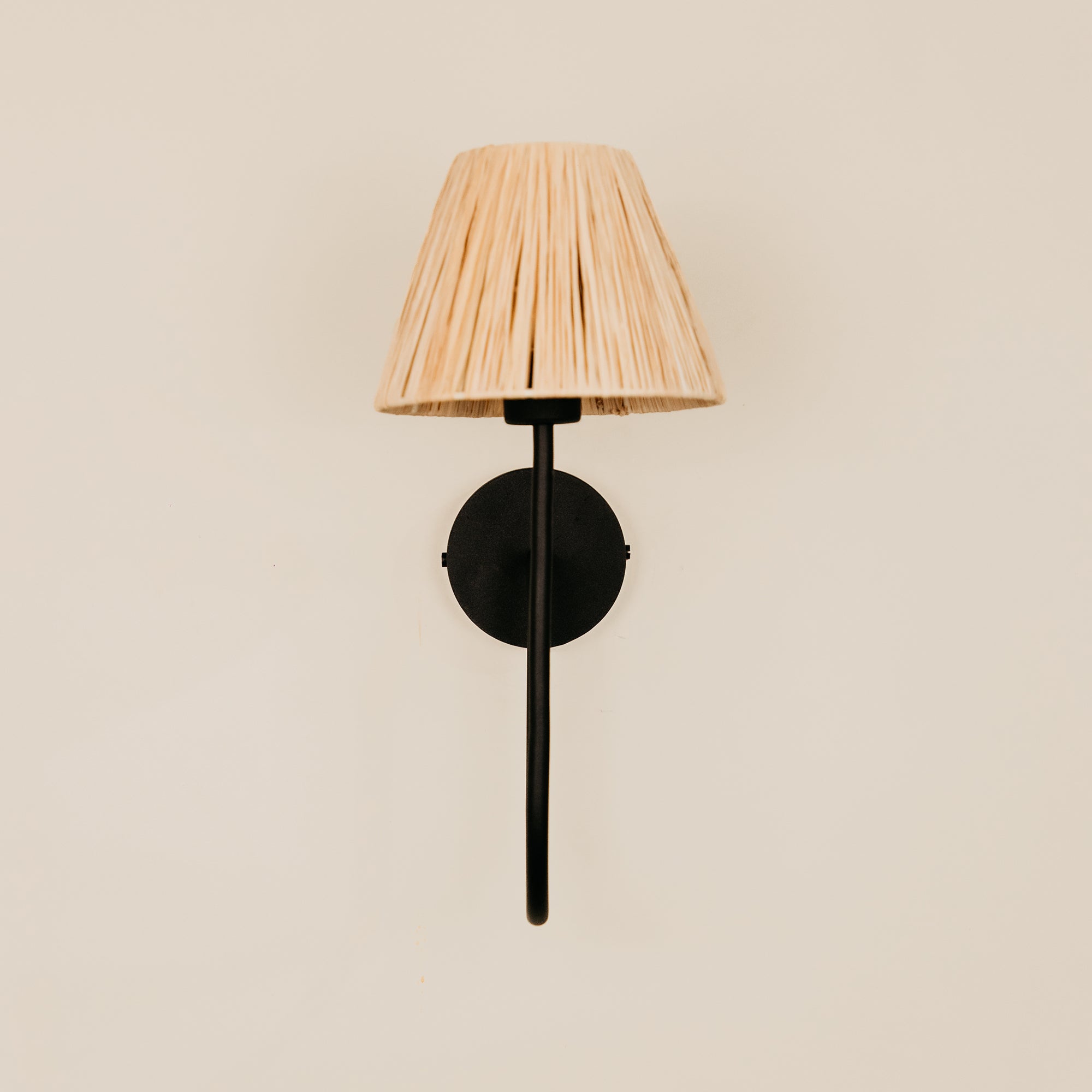 Aria Arc Wall Light with Raffia Shade