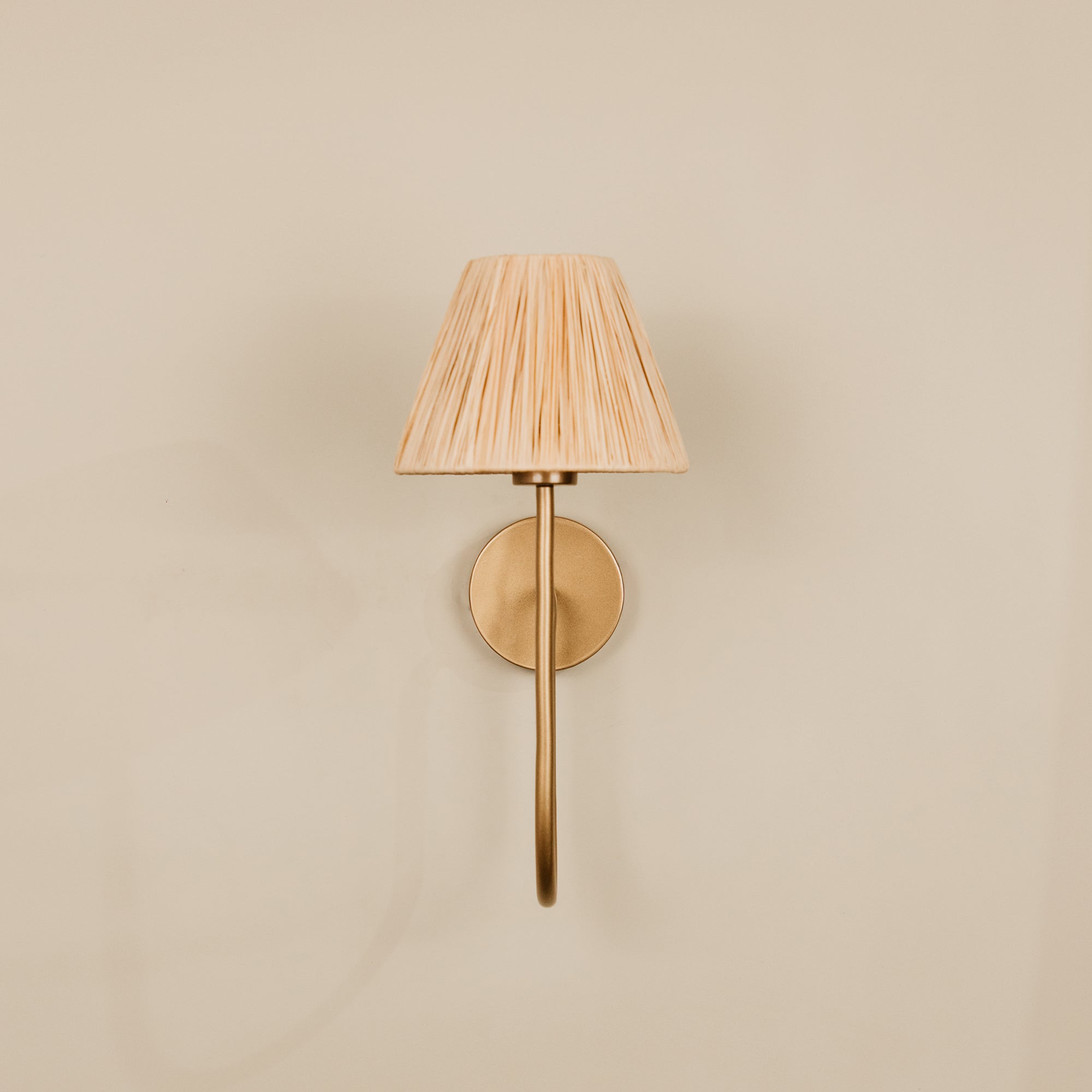 Aria Arc Wall Light with Raffia Shade