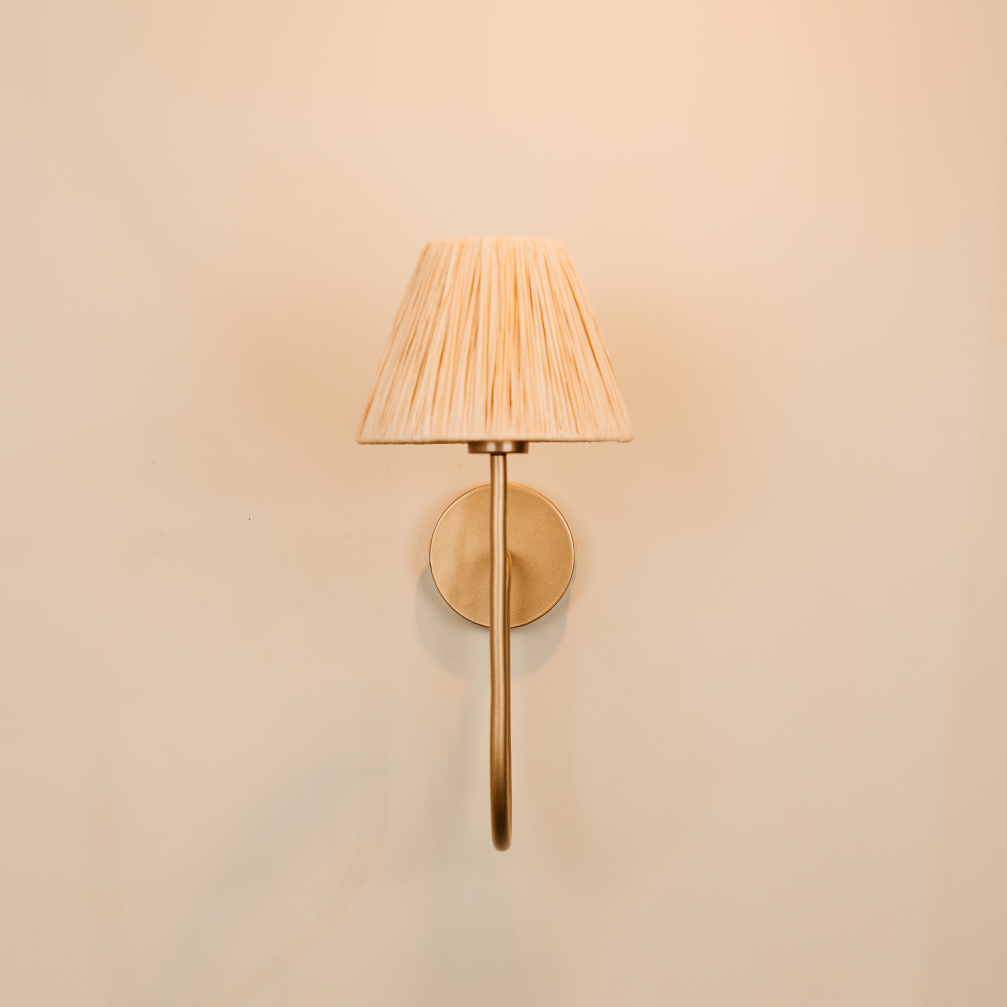 Aria Arc Wall Light with Raffia Shade