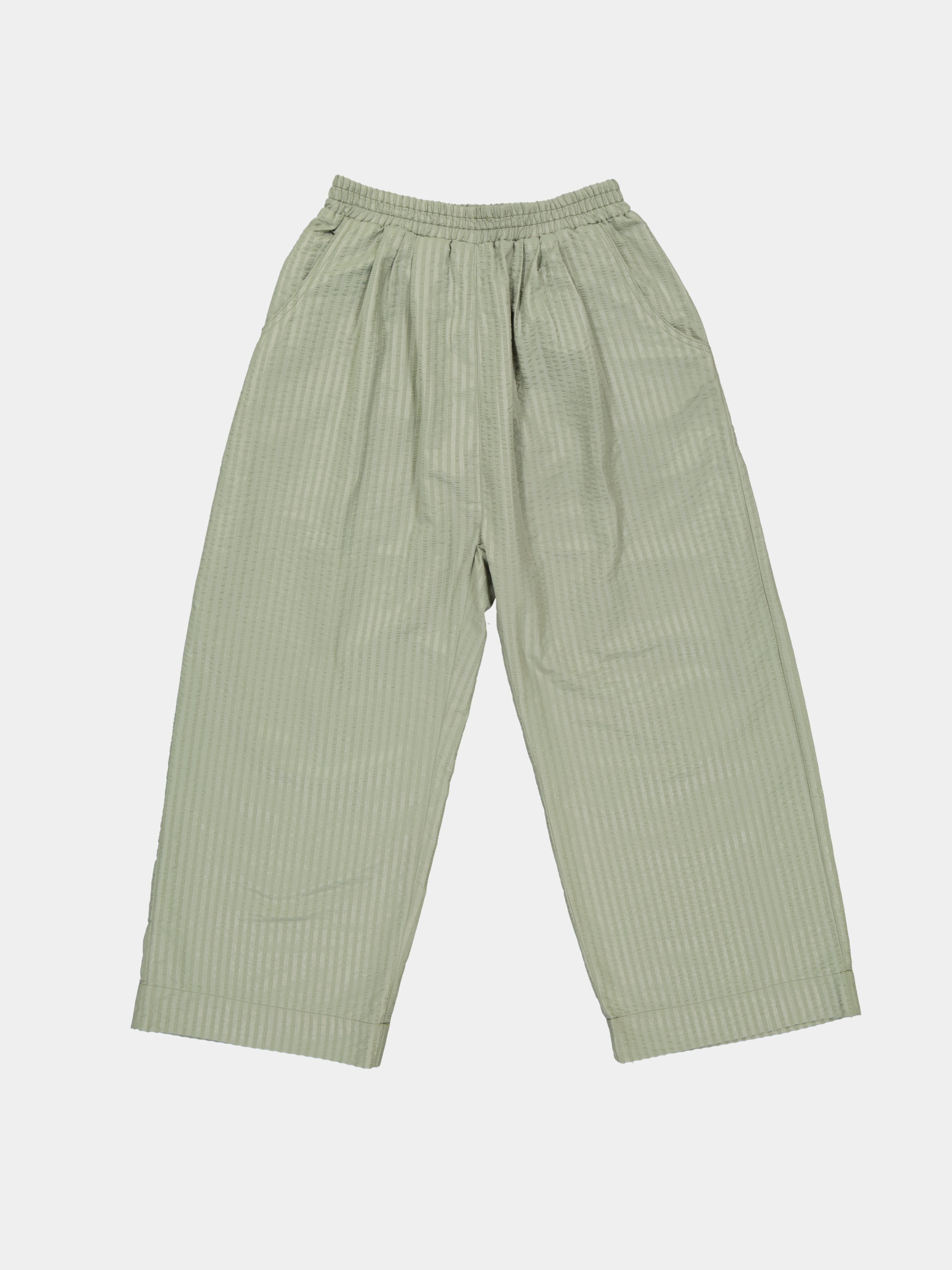Cropped Seersucker Pants - Sage