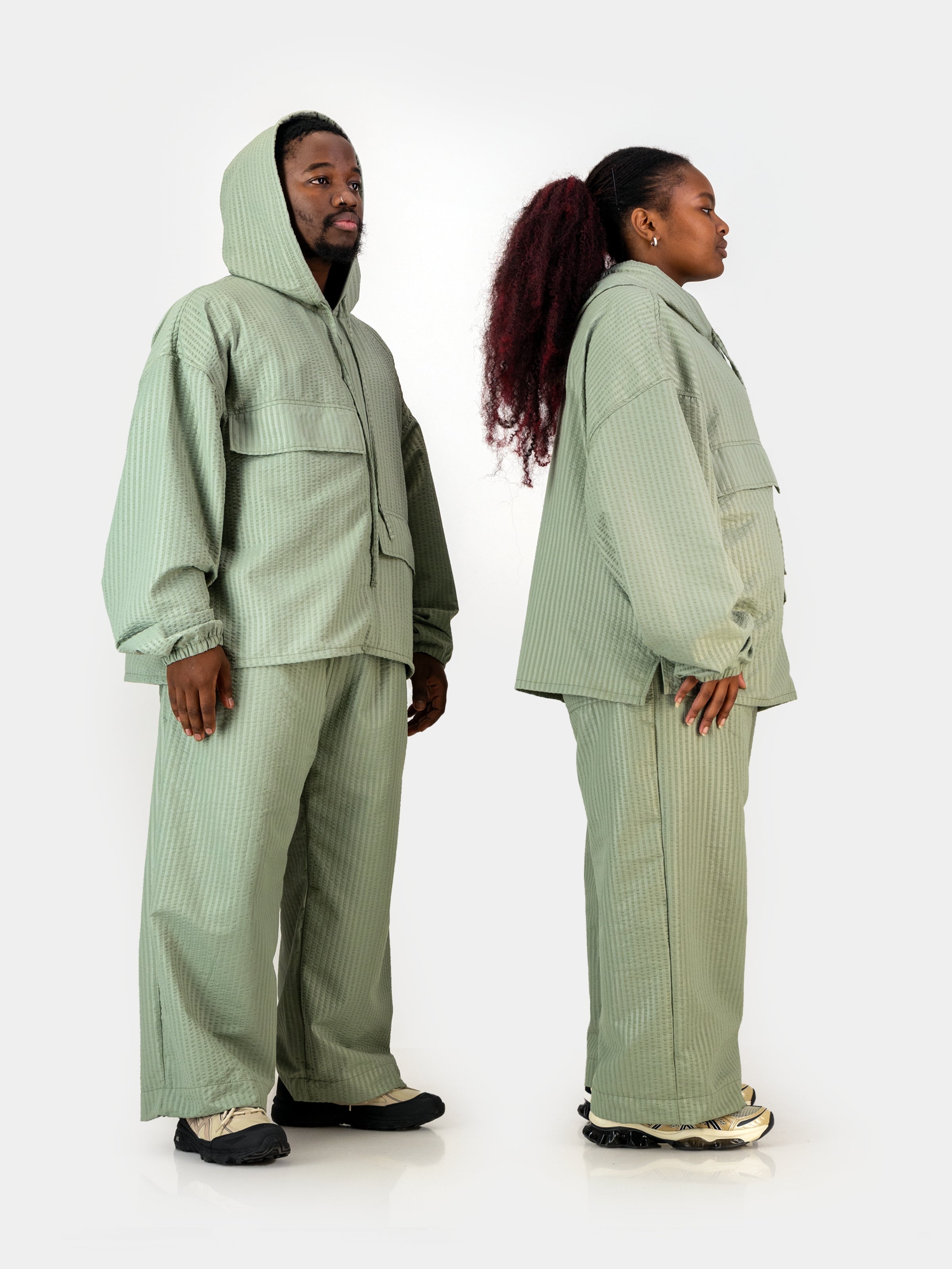 Cropped Seersucker Pants - Sage