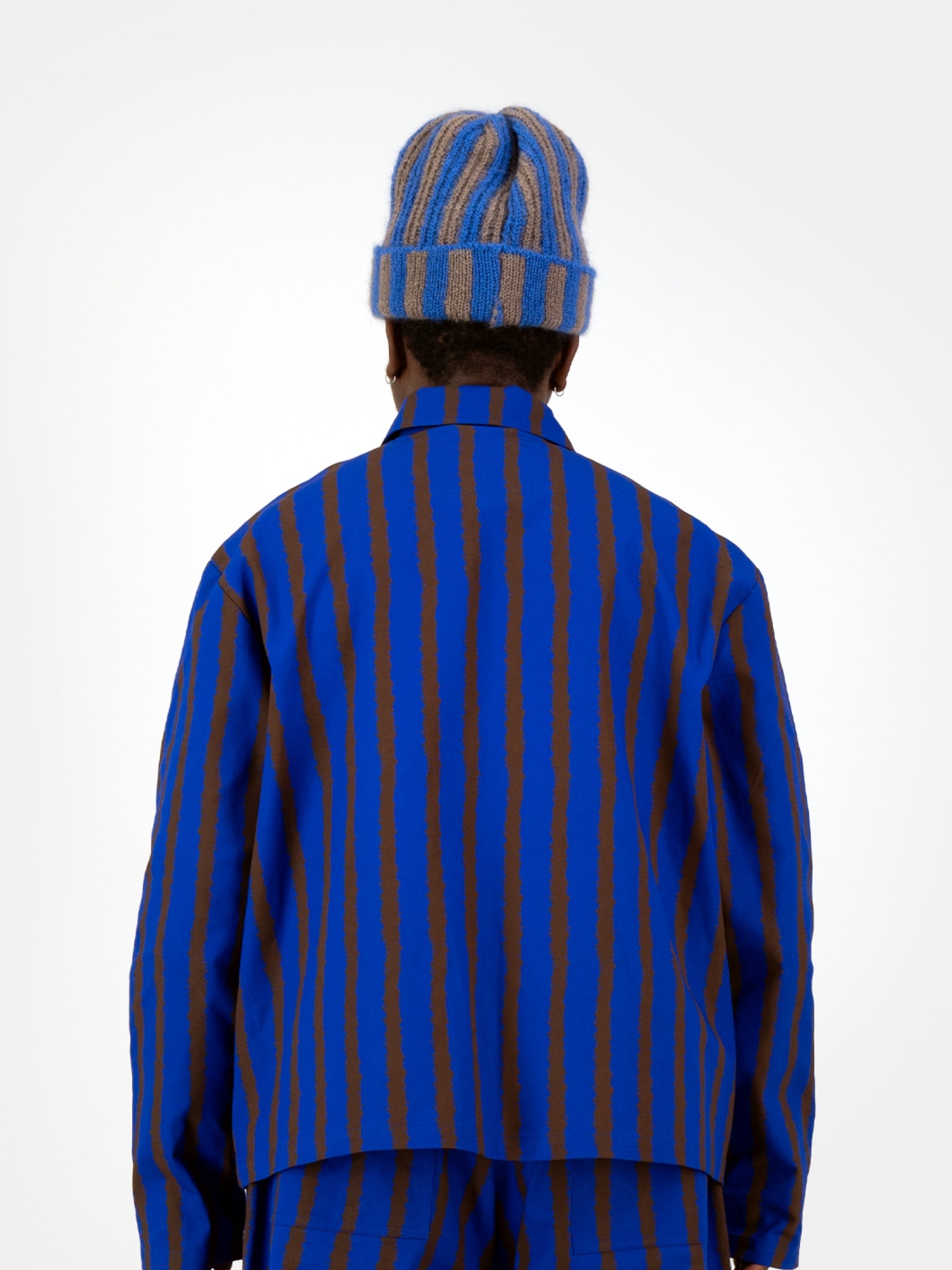 Merino Beanie - Blue and Brown