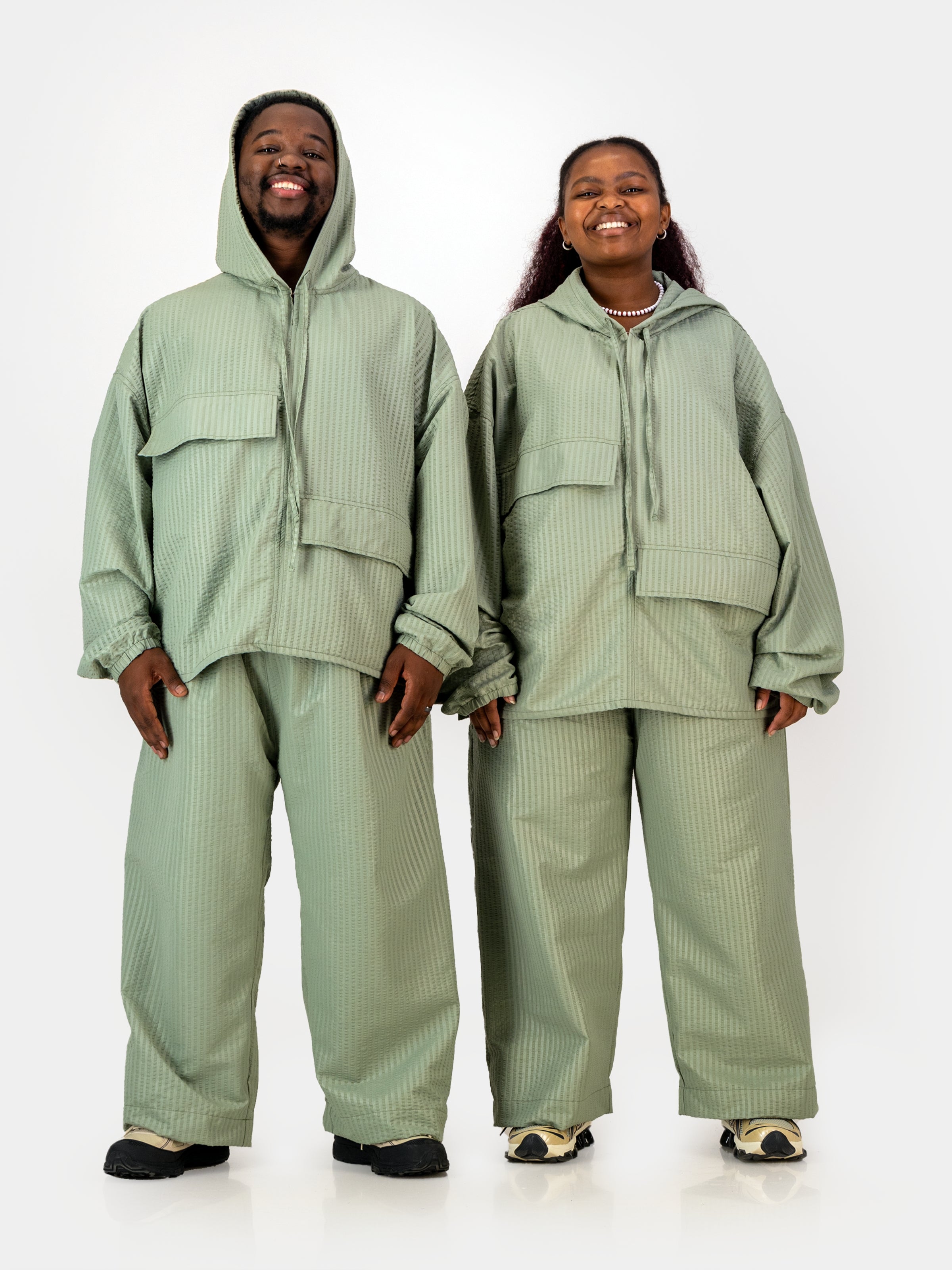 Seersucker Studio Hoodie - Sage