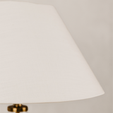 Beatrix Glass Table Lamp with Linen Shade – Brass