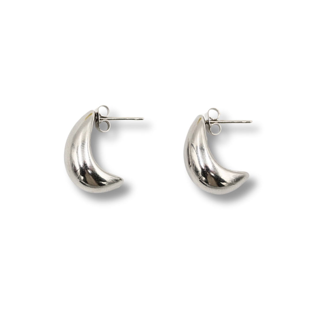 Curved Drop Earrings Silver
