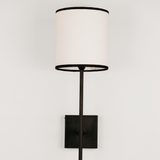 Bongo Wall Light with Linen Shade – Black