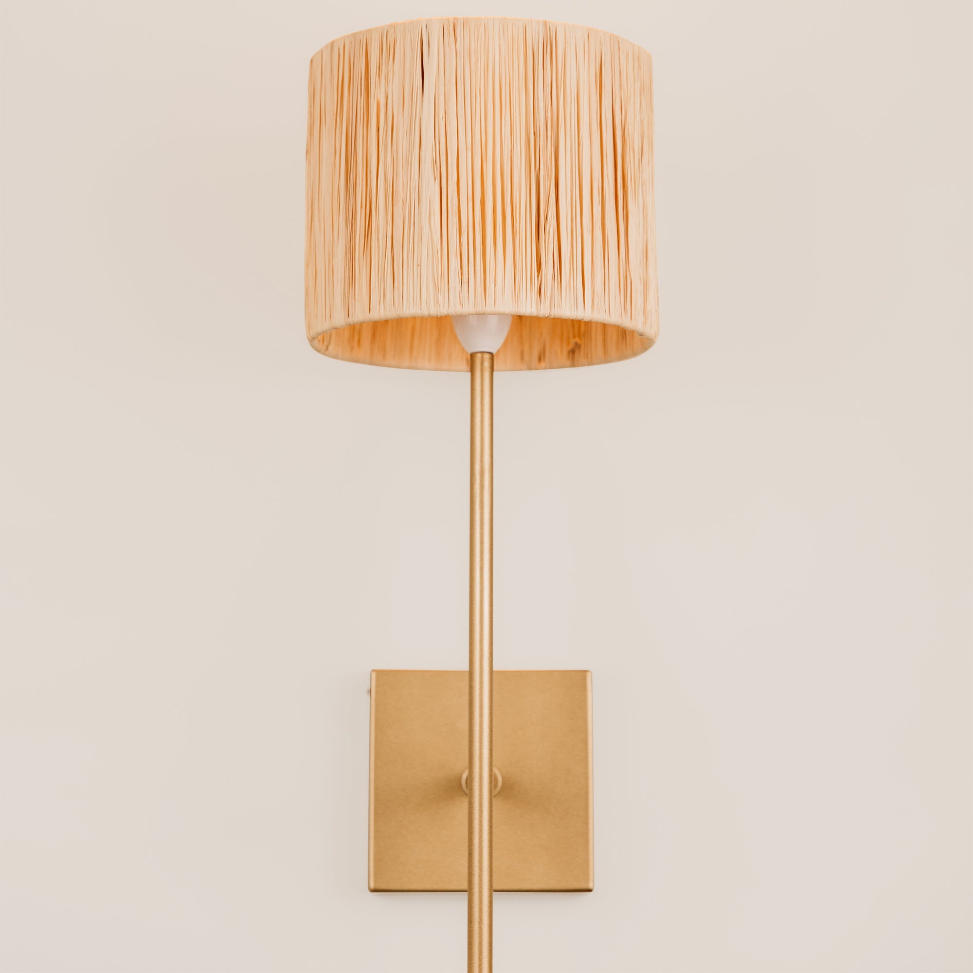 Bongo Wall Light with Raffia Shade – Gold