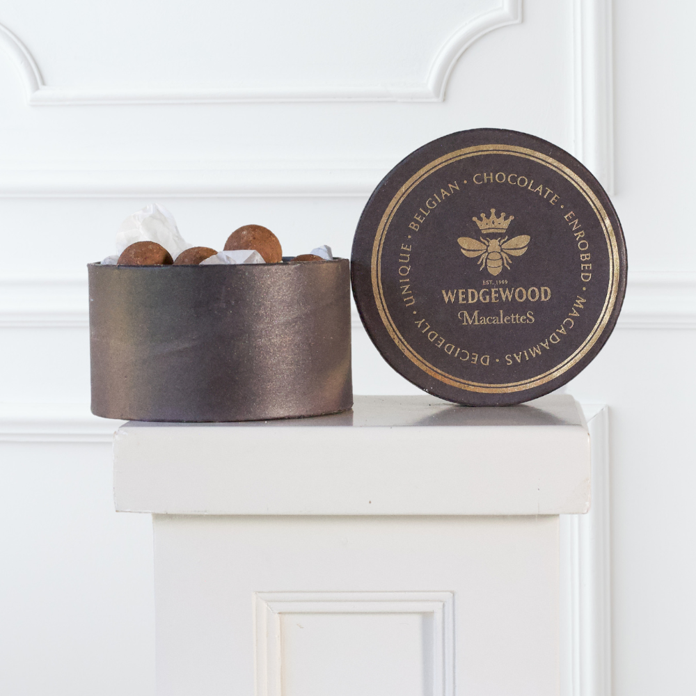 Milk Belgian Chocolate Mochaccino Wedgewood Macalettes Hat Box (Next Day Delivery Product)