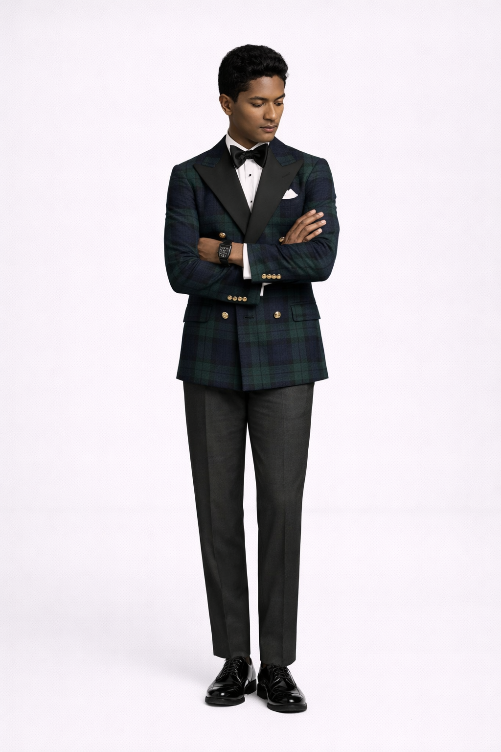 Emerald Midnight Check Double-Breasted Tuxedo Matric Dance Suit