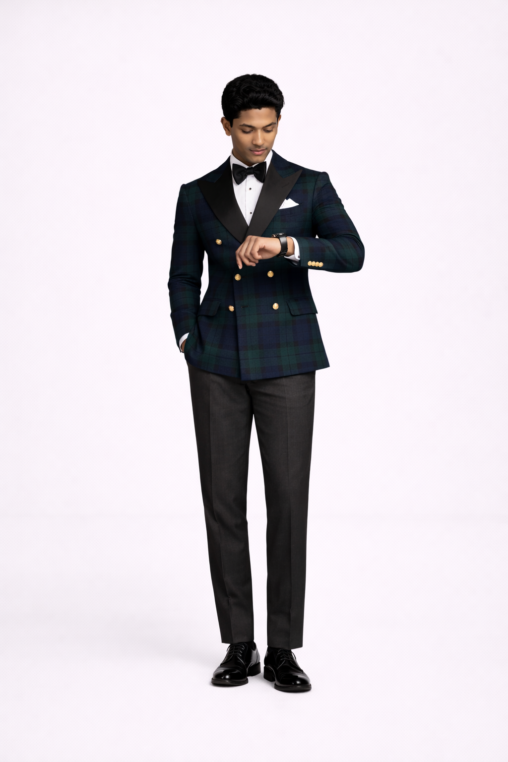 Emerald Midnight Check Double-Breasted Tuxedo Matric Dance Suit