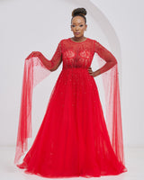 Lace Ember Red Dress Rental (50 % is Refundable Deposit)