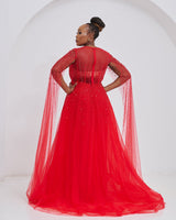Lace Ember Red Dress Rental (50 % is Refundable Deposit)