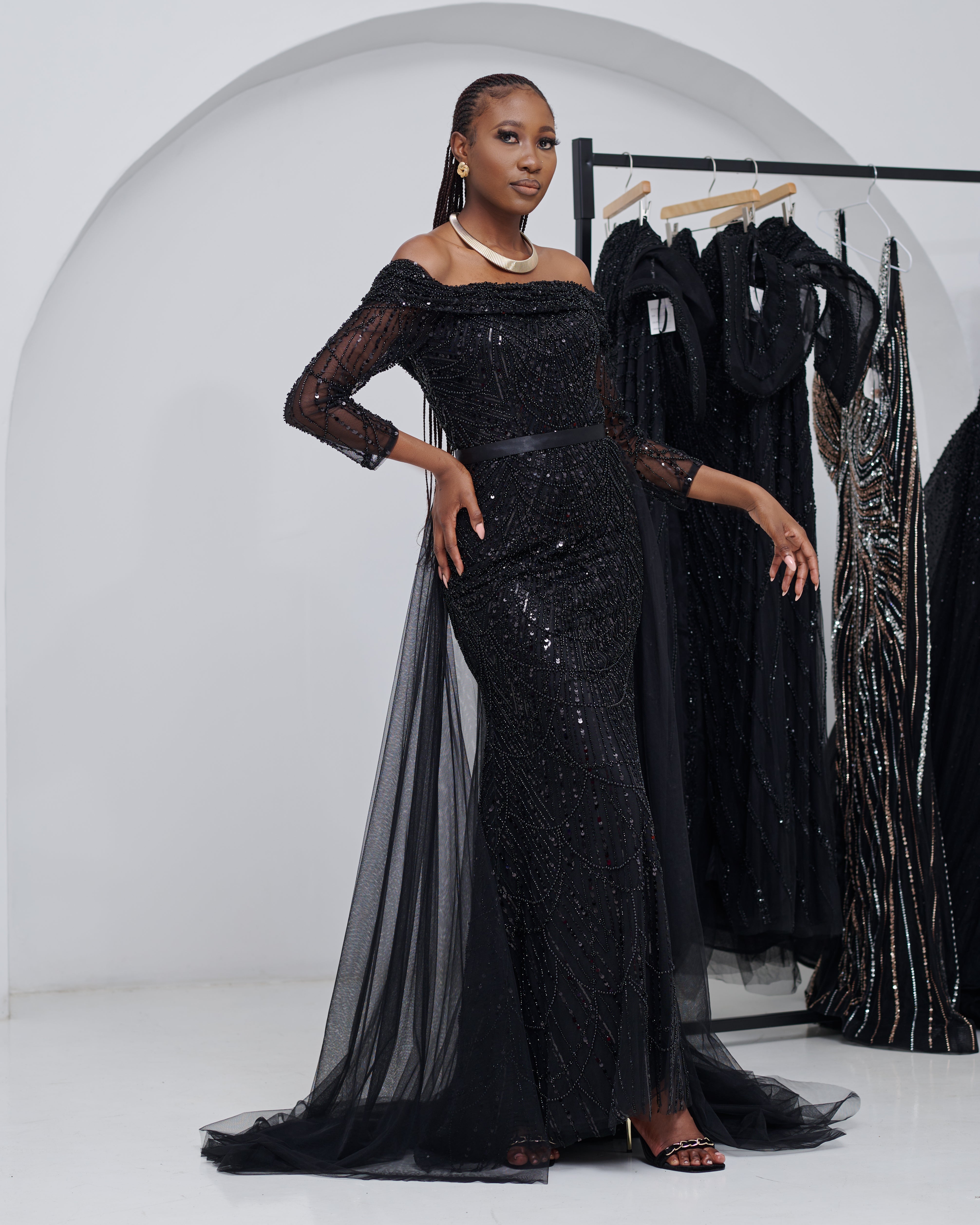 Ethereal Grace Black Dress
