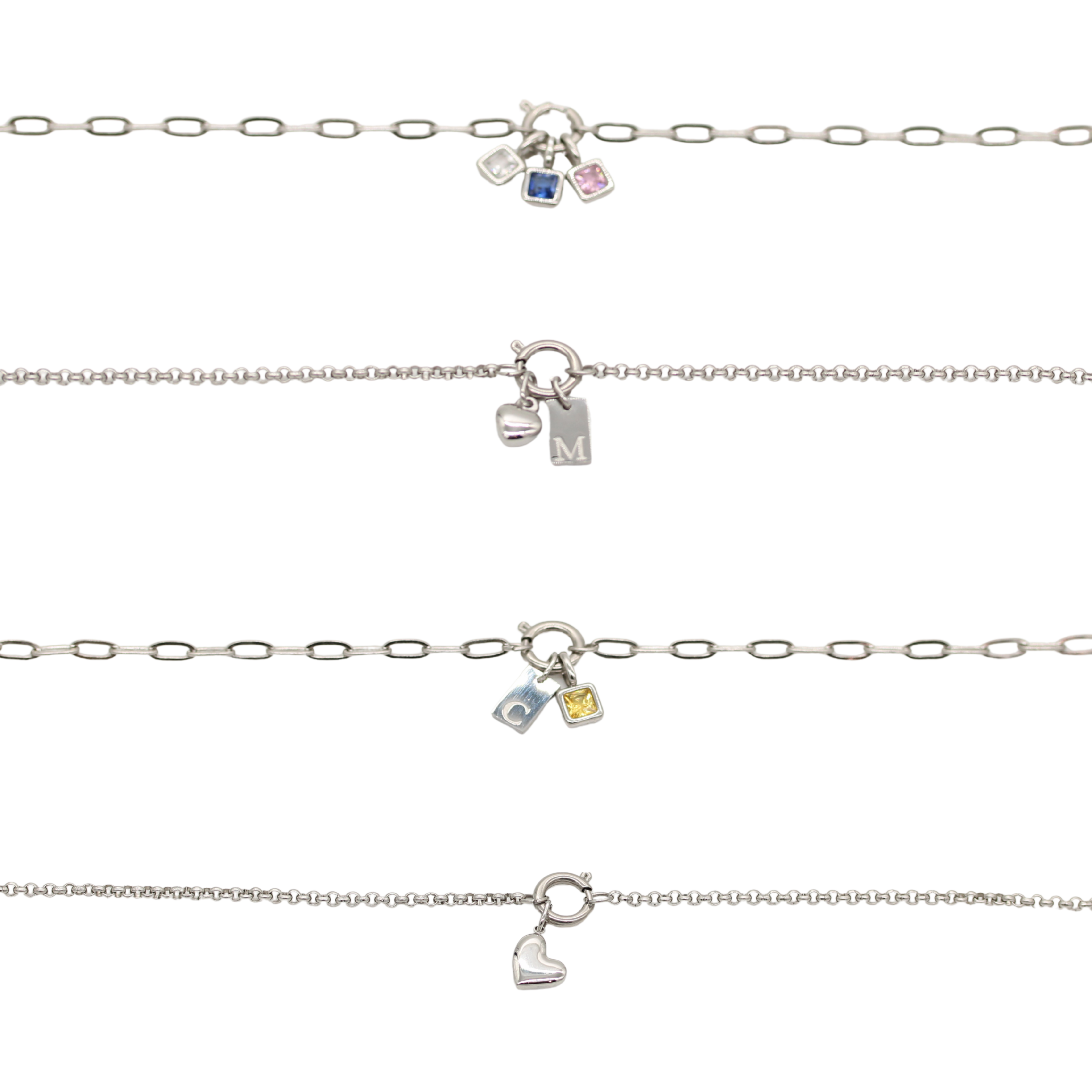 Clasp Charm Necklace Silver