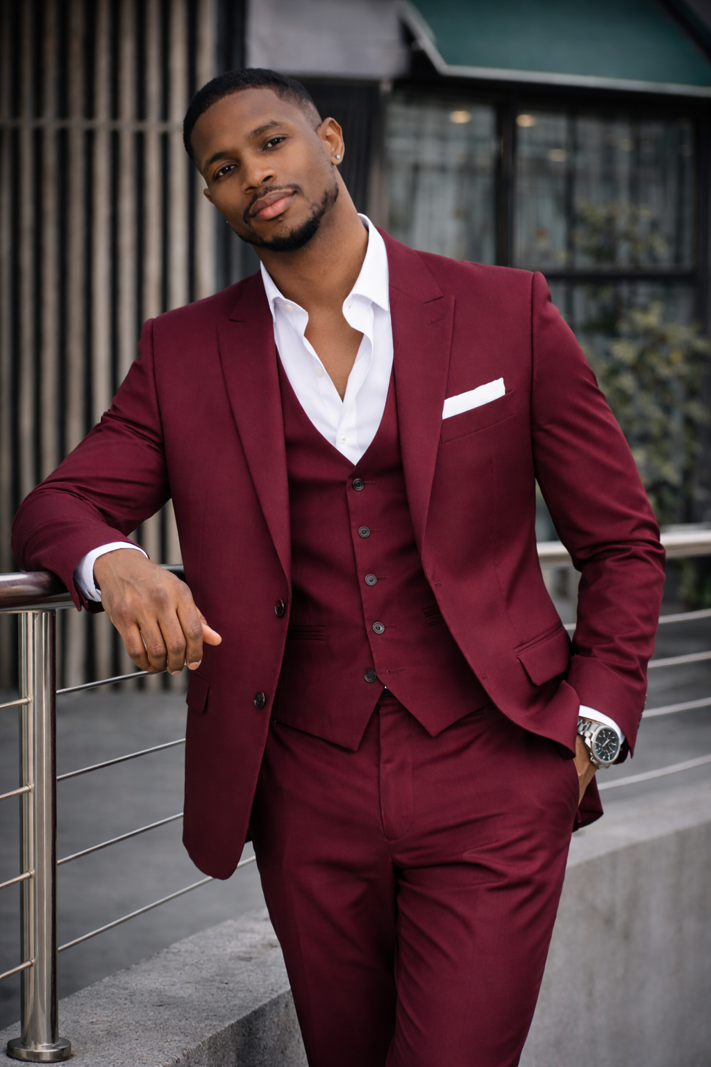 Burgundy Contemporary Suit