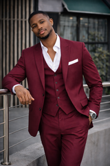 Burgundy Contemporary Suit