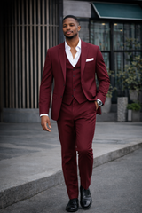 Burgundy Contemporary Suit