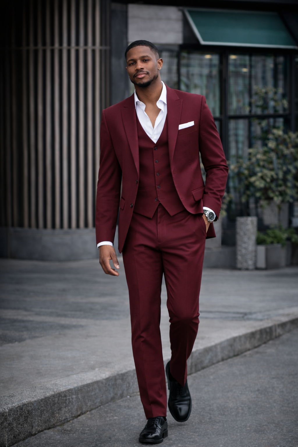 Burgundy Contemporary Suit