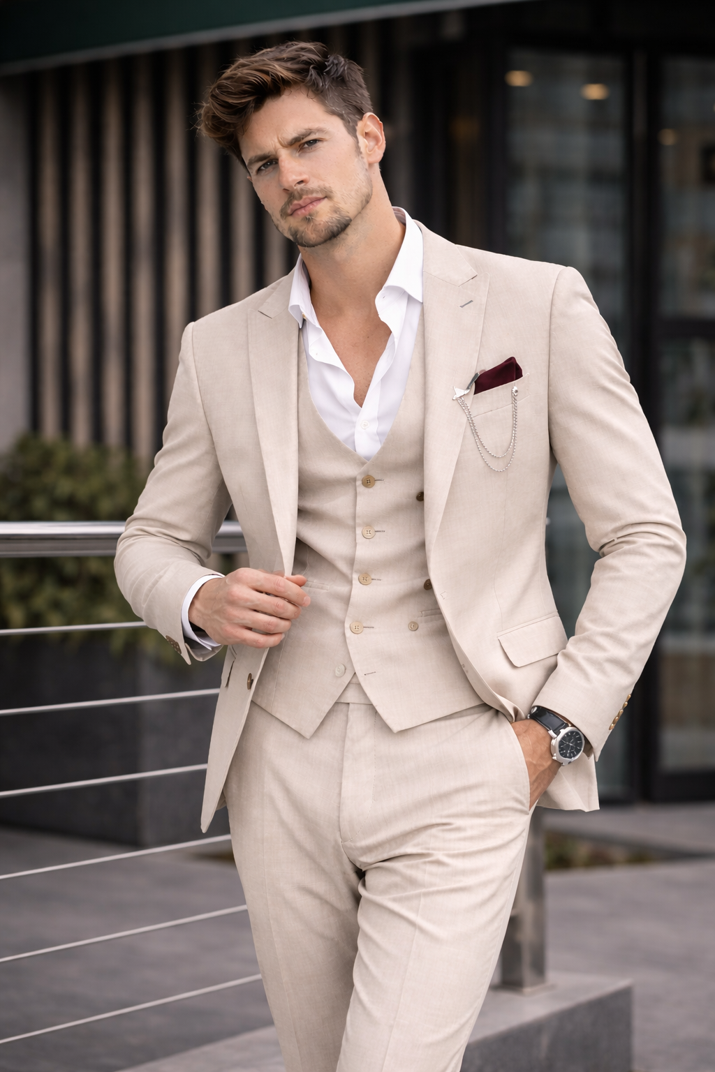 Hazel Brown Contemporary Suit