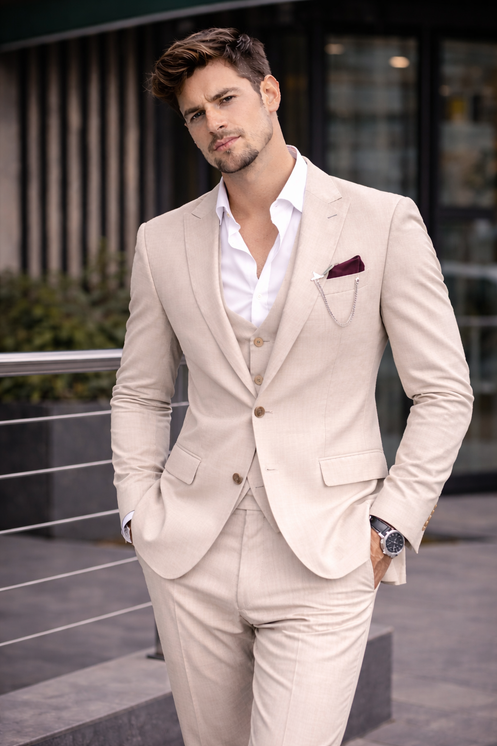 Hazel Brown Contemporary Suit