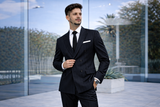 Black Pinstripe Double Breast Classic Suit