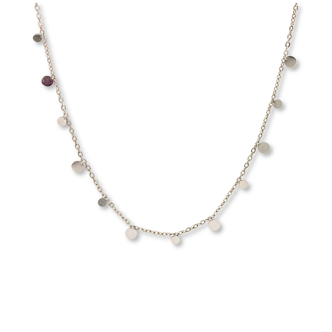 Circle Disc Necklace Silver