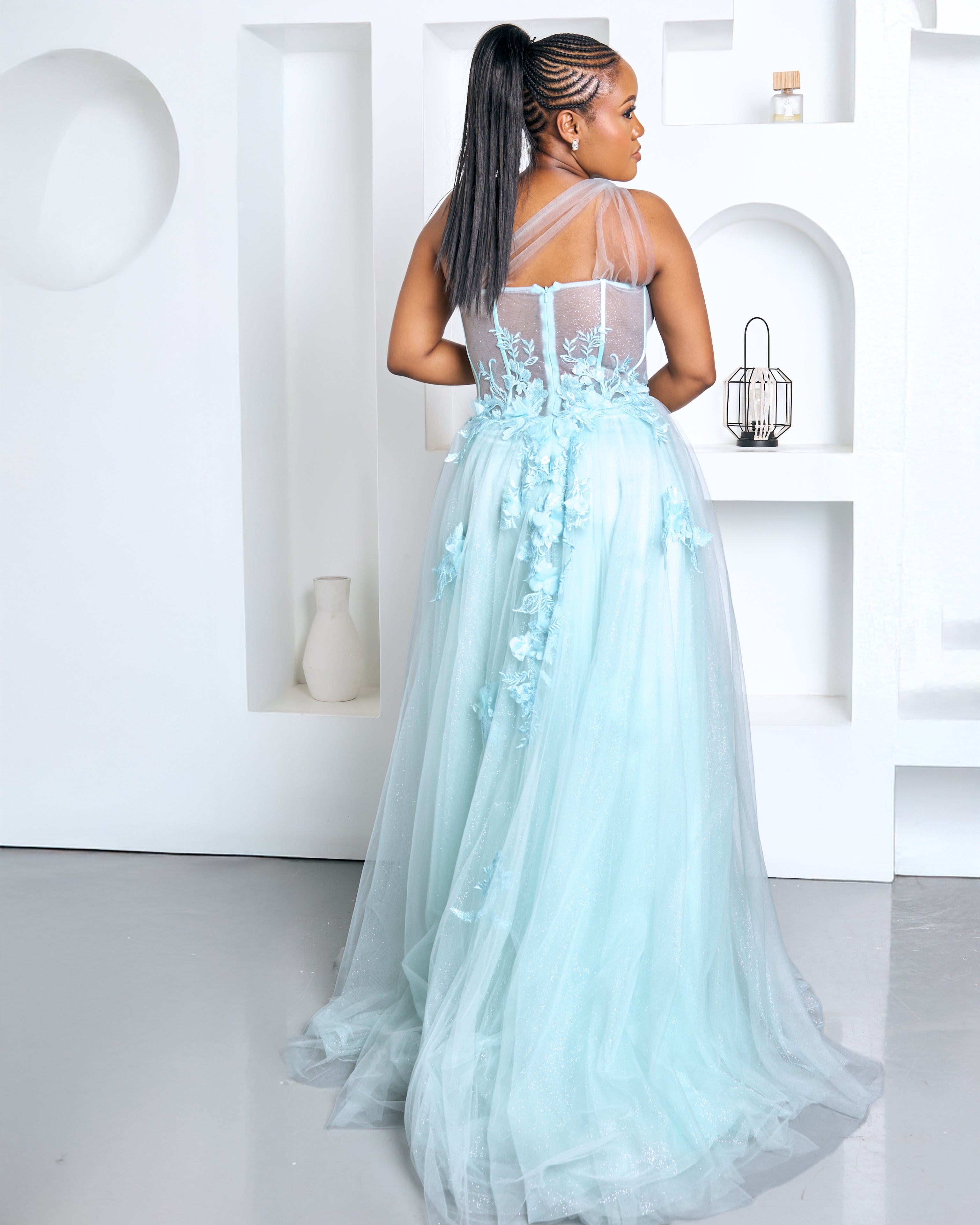 Celeste Blue Goddess Dress - Rental (50 % is Refundable Deposit)