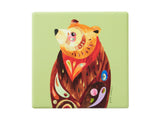 MW Pete Cromer Woodland Creatures Ceramic Square Coaster 9.5cm Brown Bear