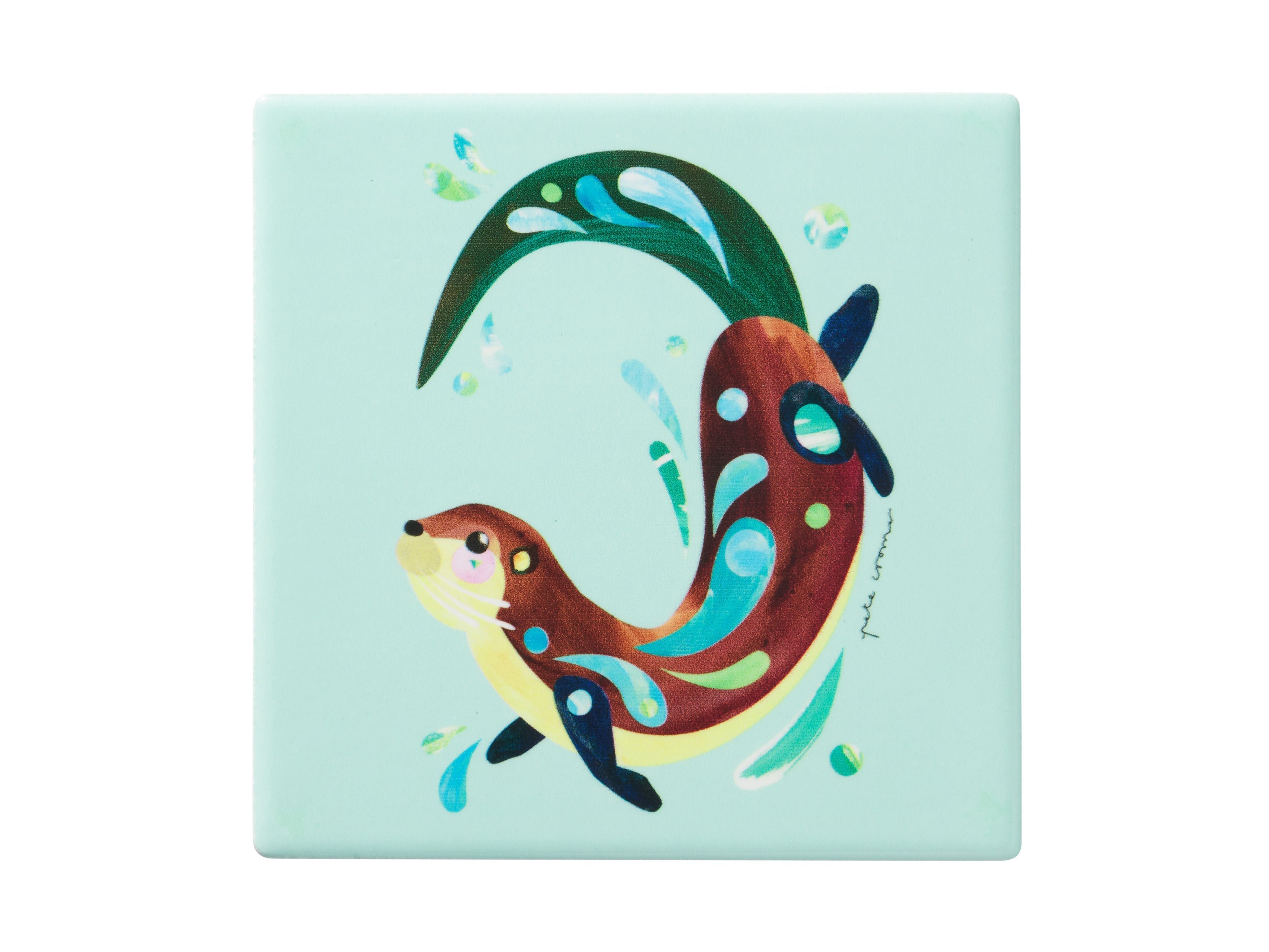 MW Pete Cromer Woodland Creatures Ceramic Square Coaster 9.5cm Otter