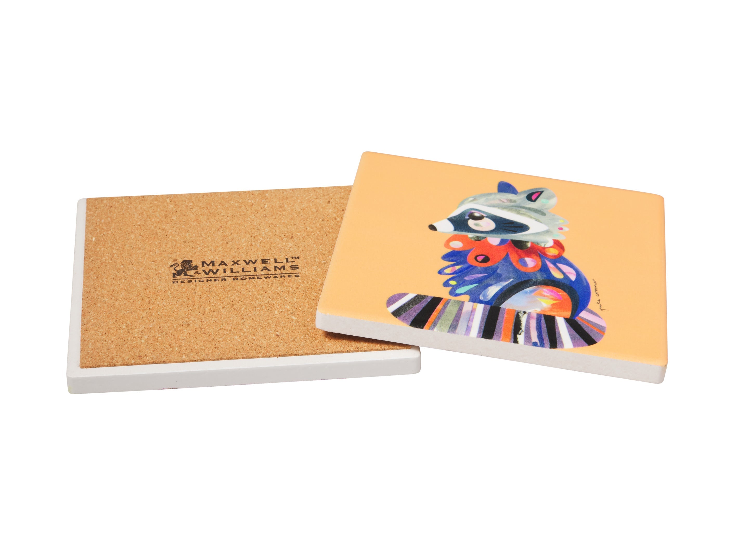 MW Pete Cromer Woodland Creatures Ceramic Square Coaster 9.5cm Raccoon