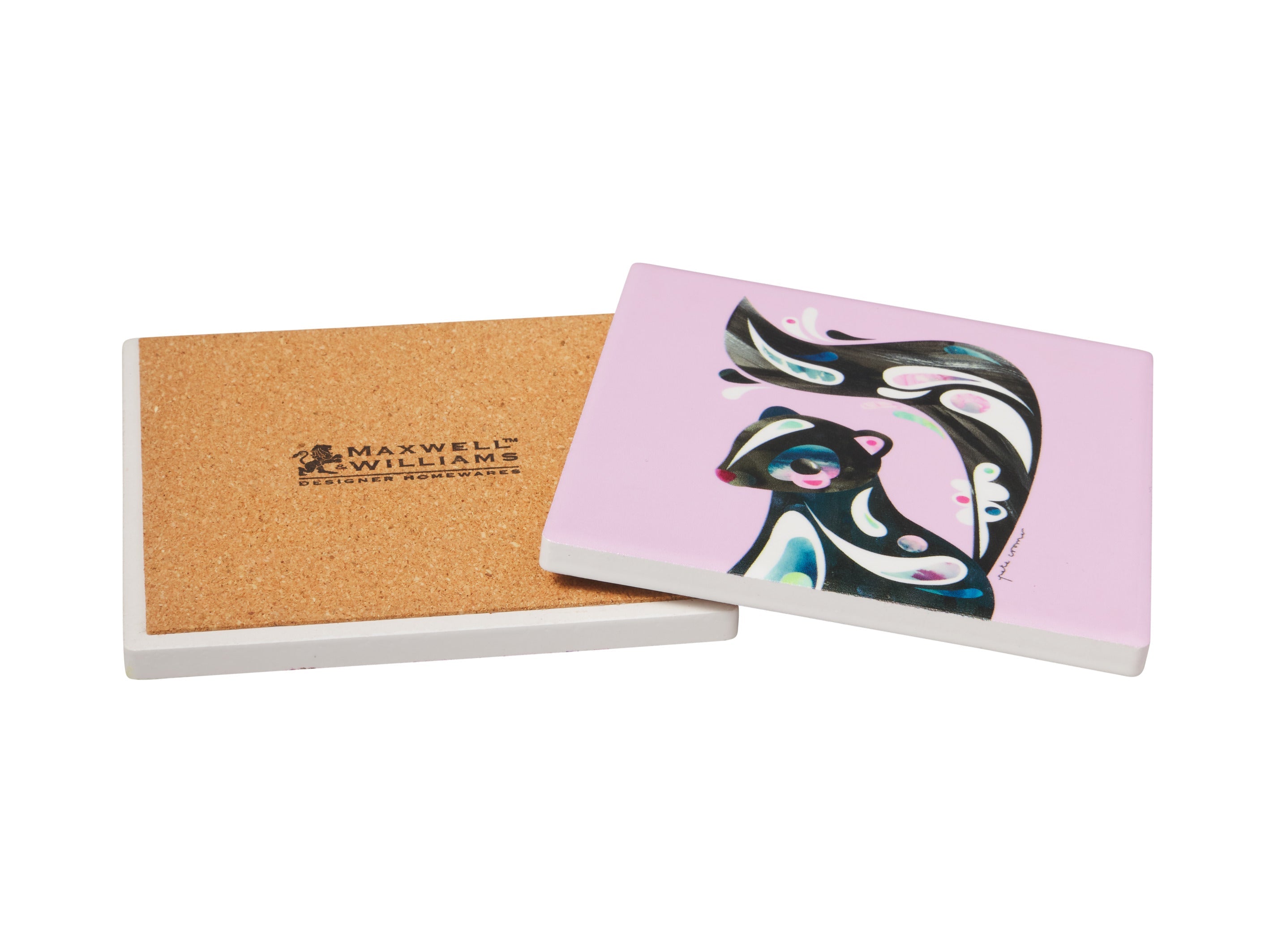 MW Pete Cromer Woodland Creatures Ceramic Square Coaster 9.5cm Skunk