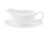 MW White Basics Diamonds Gravy Boat & Saucer 480ML Gift Boxed