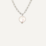 Freshwater Pearl Paperclip Necklace Silver