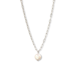 Freshwater Pearl Paperclip Necklace Silver
