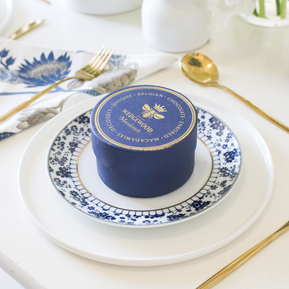 Milk Belgian Chocolate & Sea Salt Wedgewood Macalette Hat Box (Next Day Delivery Product)