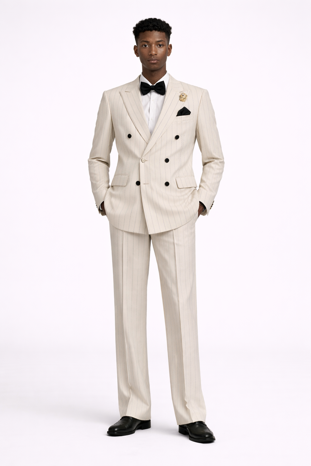 Ivory Prestige Pinstripe Double-Breasted Tuxedo Matric Dance Suit
