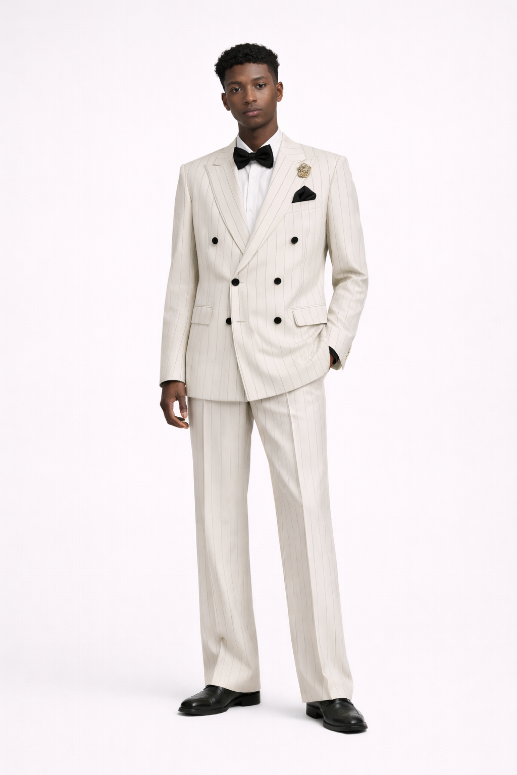 Ivory Prestige Pinstripe Double-Breasted Tuxedo Matric Dance Suit