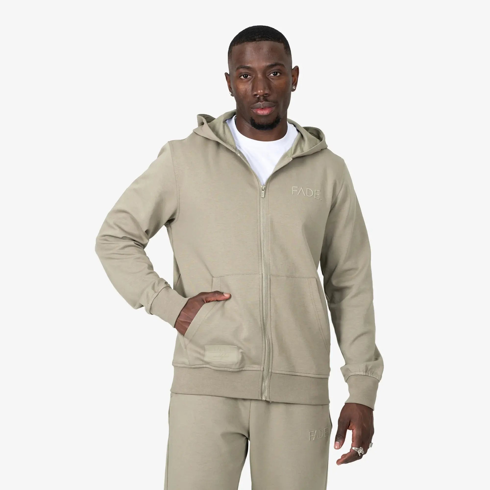Essential Zip Hooded Sweatshirt Taupe