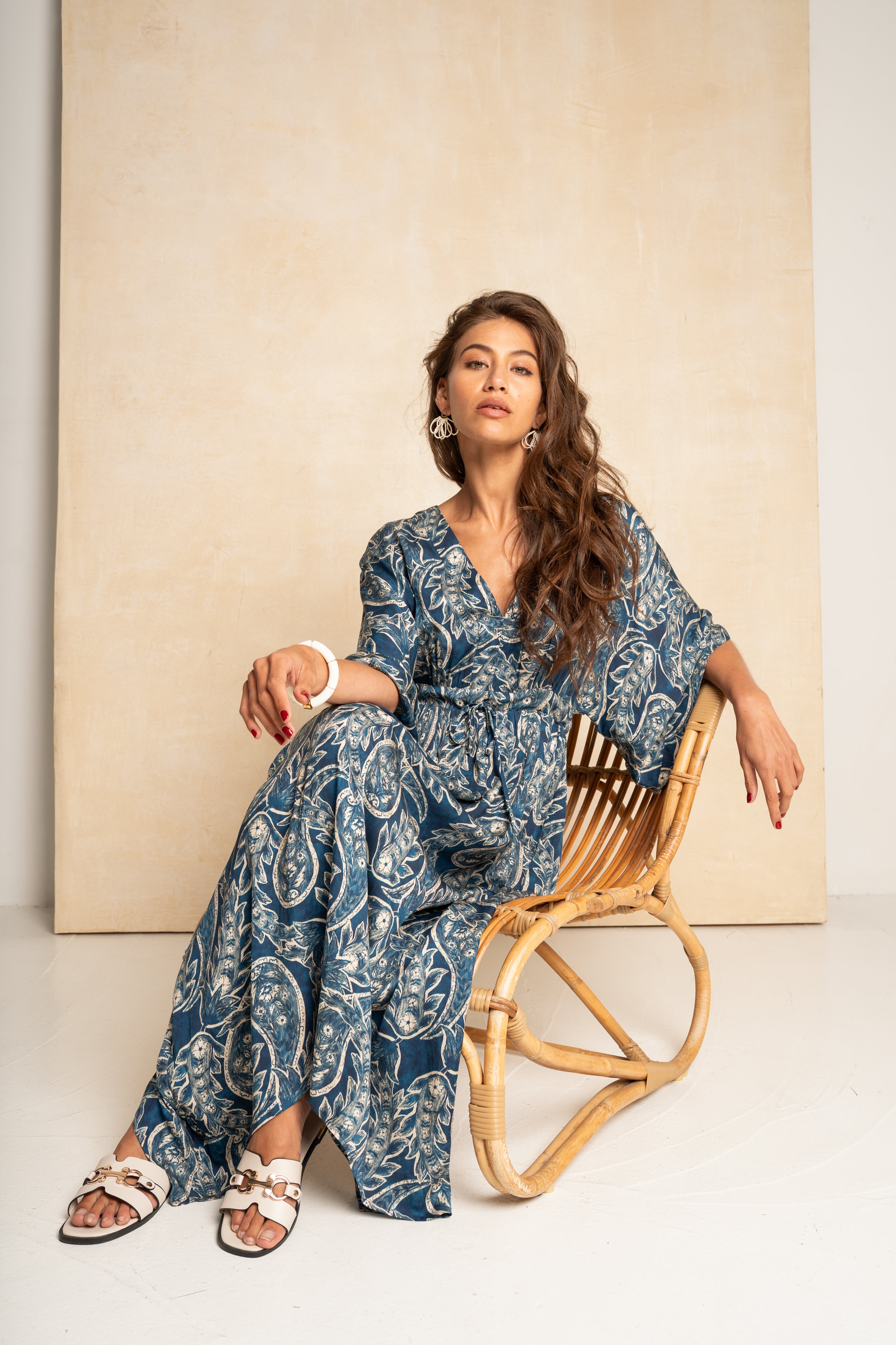 Classic Kimbo Dress - Navy Paisley