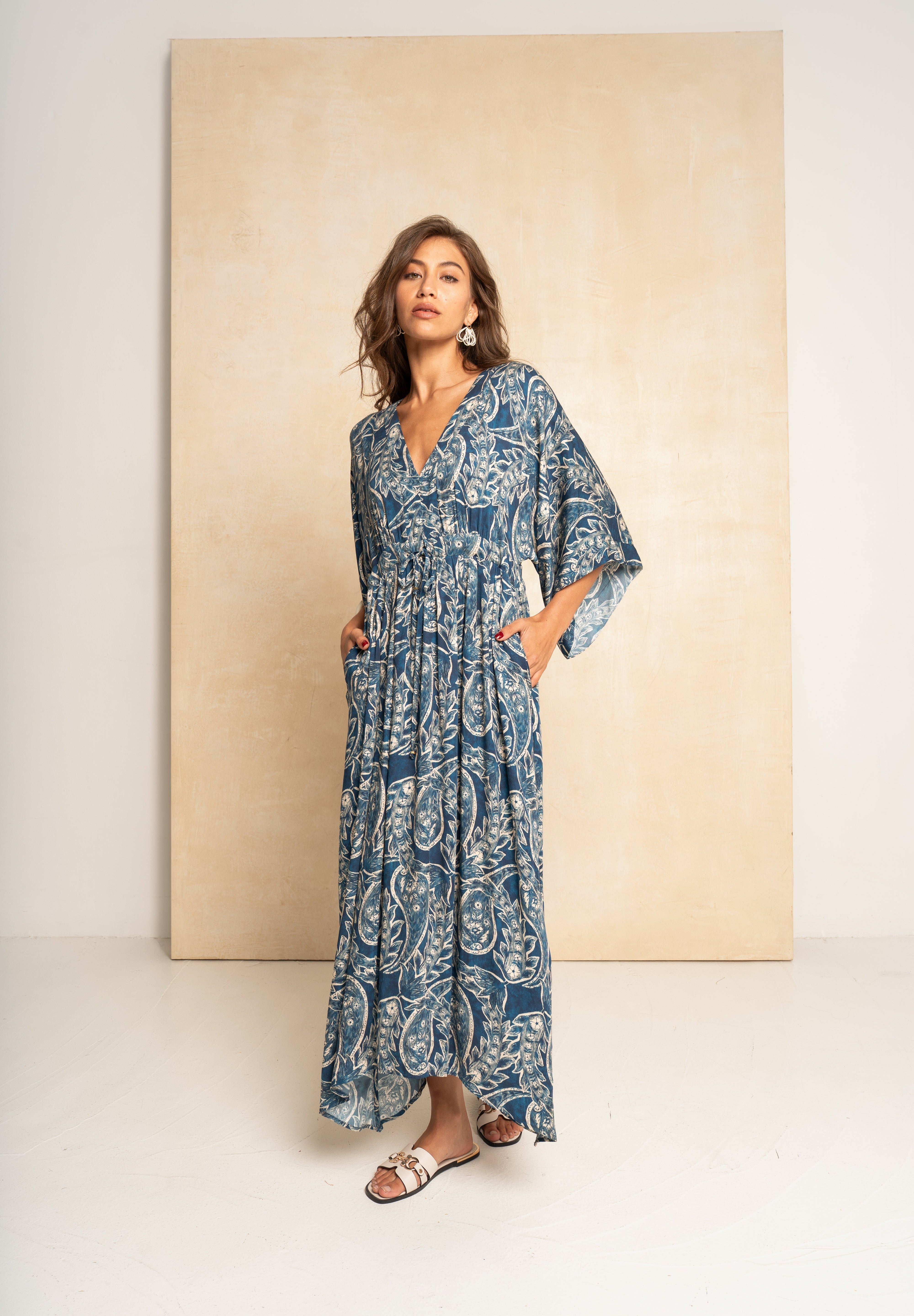 Classic Kimbo Dress - Navy Paisley
