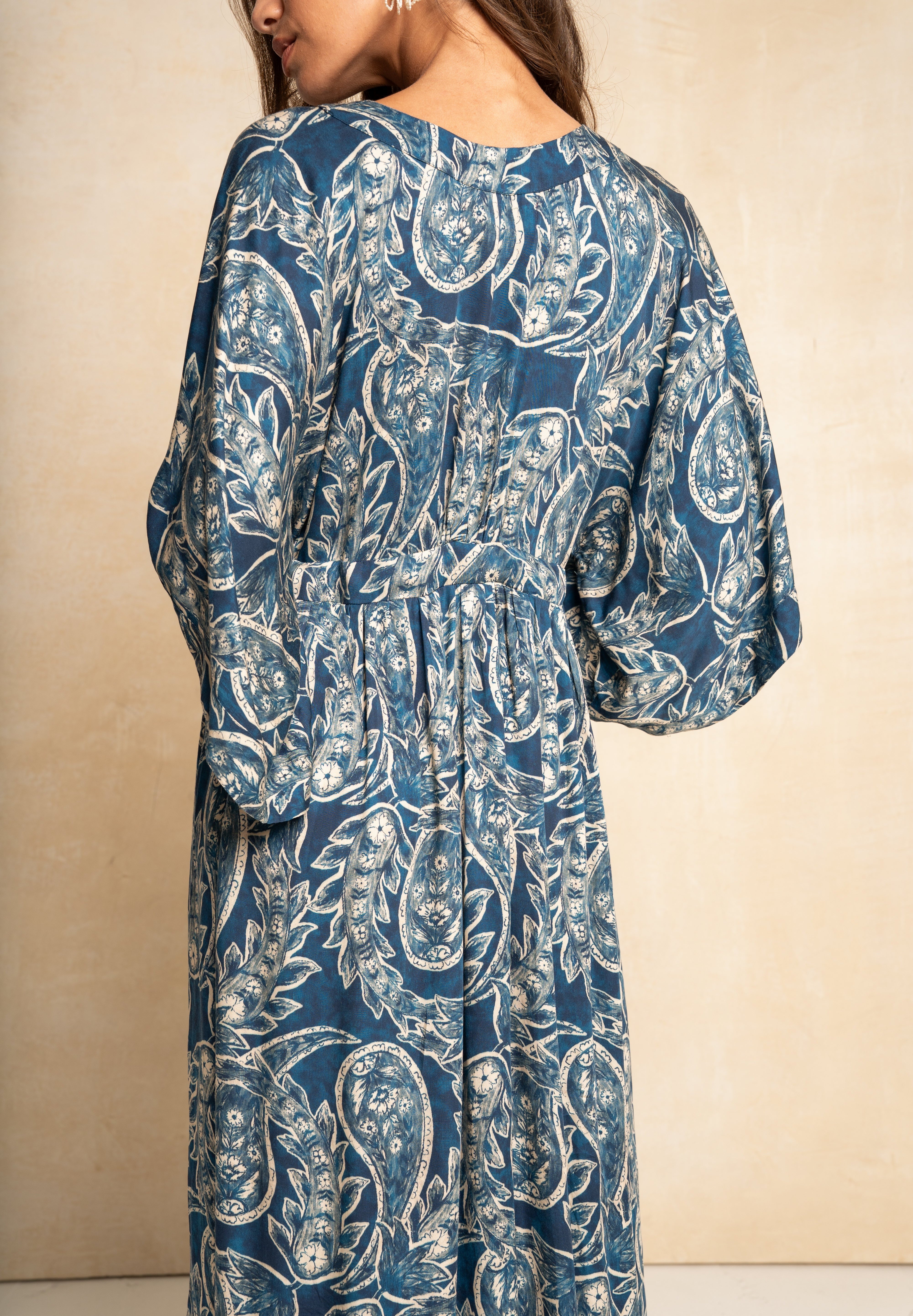 Classic Kimbo Dress - Navy Paisley